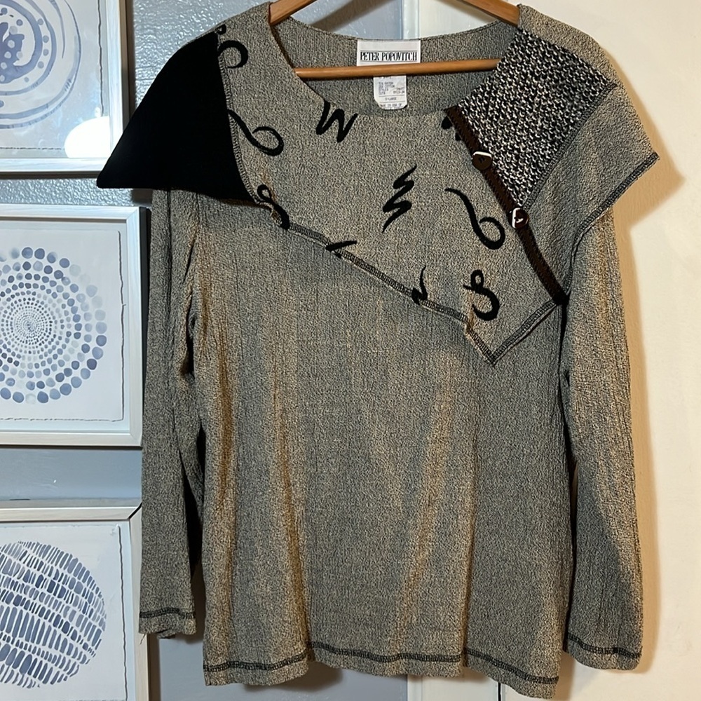 Vintage Unique Peter Popovitch Long Sleeve Top Women’s Size XL